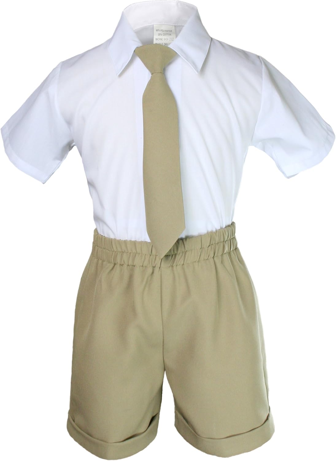 Infant Baby Boys Formal Wedding Khaki Necktie Vest Shorts Suits Sets S-XL