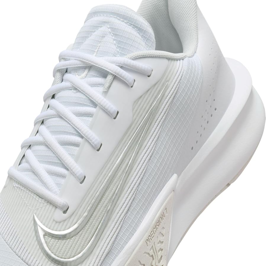 Nike Men's Precision VII Basketball Shoe, White/Lt Smoke Grey, 12