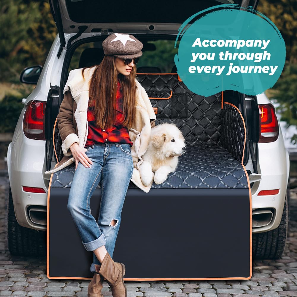 KYG Couverture de Coffre Housse de Protection Imperméable Protection Coffre Voiture avec Protection de Pare-Chocs Longue Protege Coffre Voiture Chien pour Break Résistant Aux Rayures 215x110cm