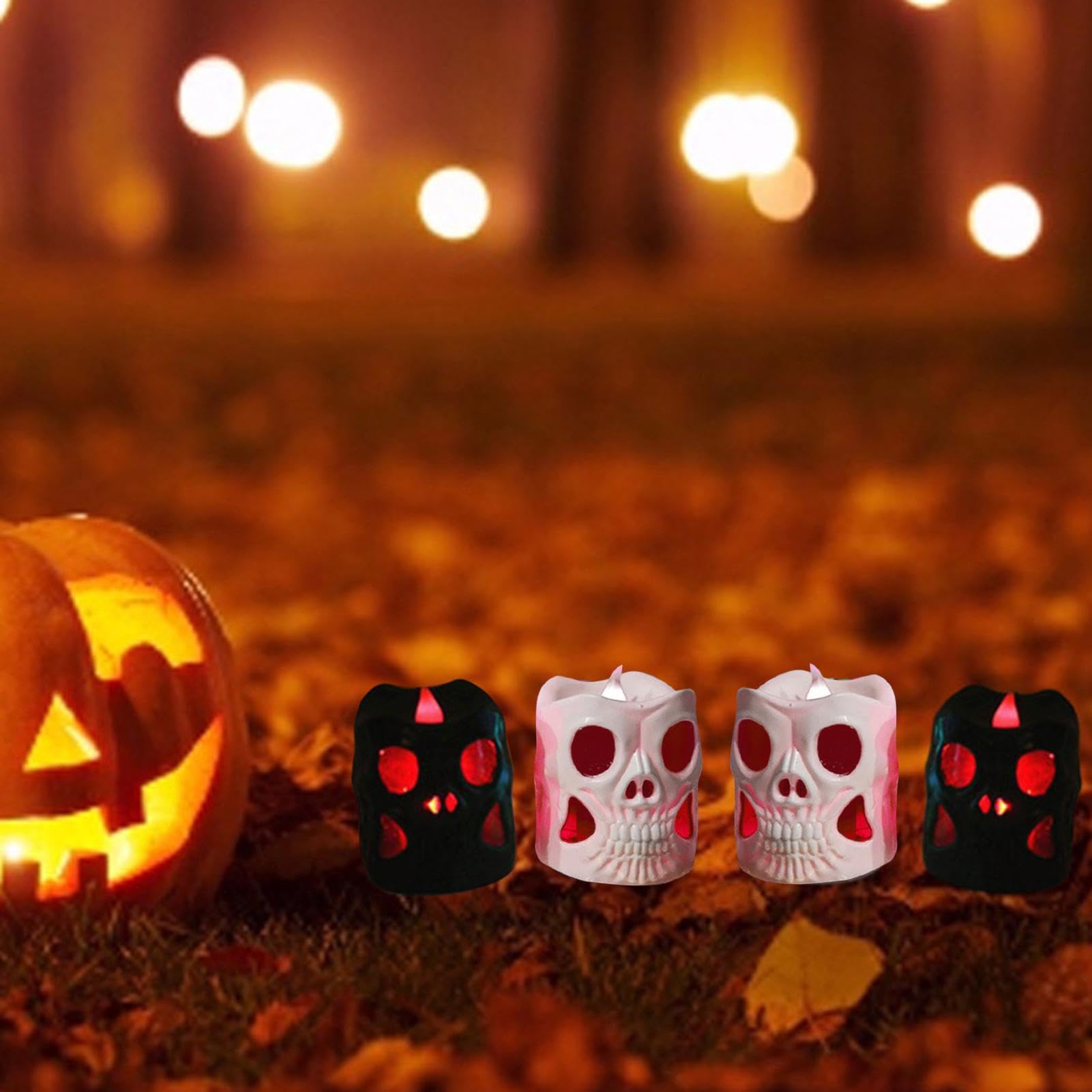 senza fiamma per Halloween, 12 pezzi, notturne spettrali per