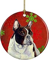 Vista 55 de Caroline's Treasures Dachshund copos de nieve rojos y verdes, adorno de cerámica de Navidad para colgar en el árbol de Navidad, decoración