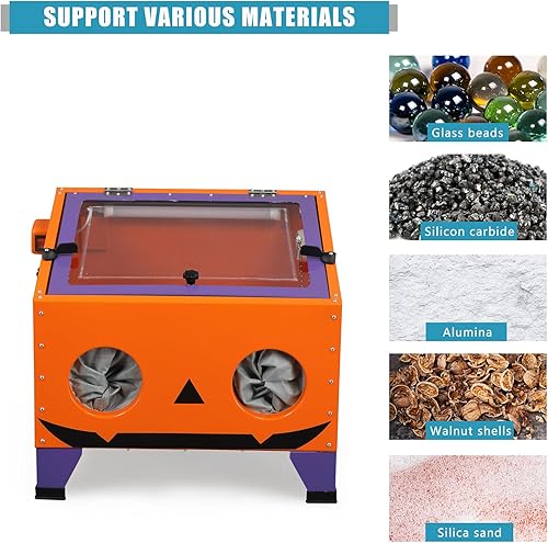 Vista 6 de Motorhot Armario portátil de chorro de arena de aire de 25 galones, gabinete de chorro de arena de aire de potencia de 40-80 PSI, arenado de acero