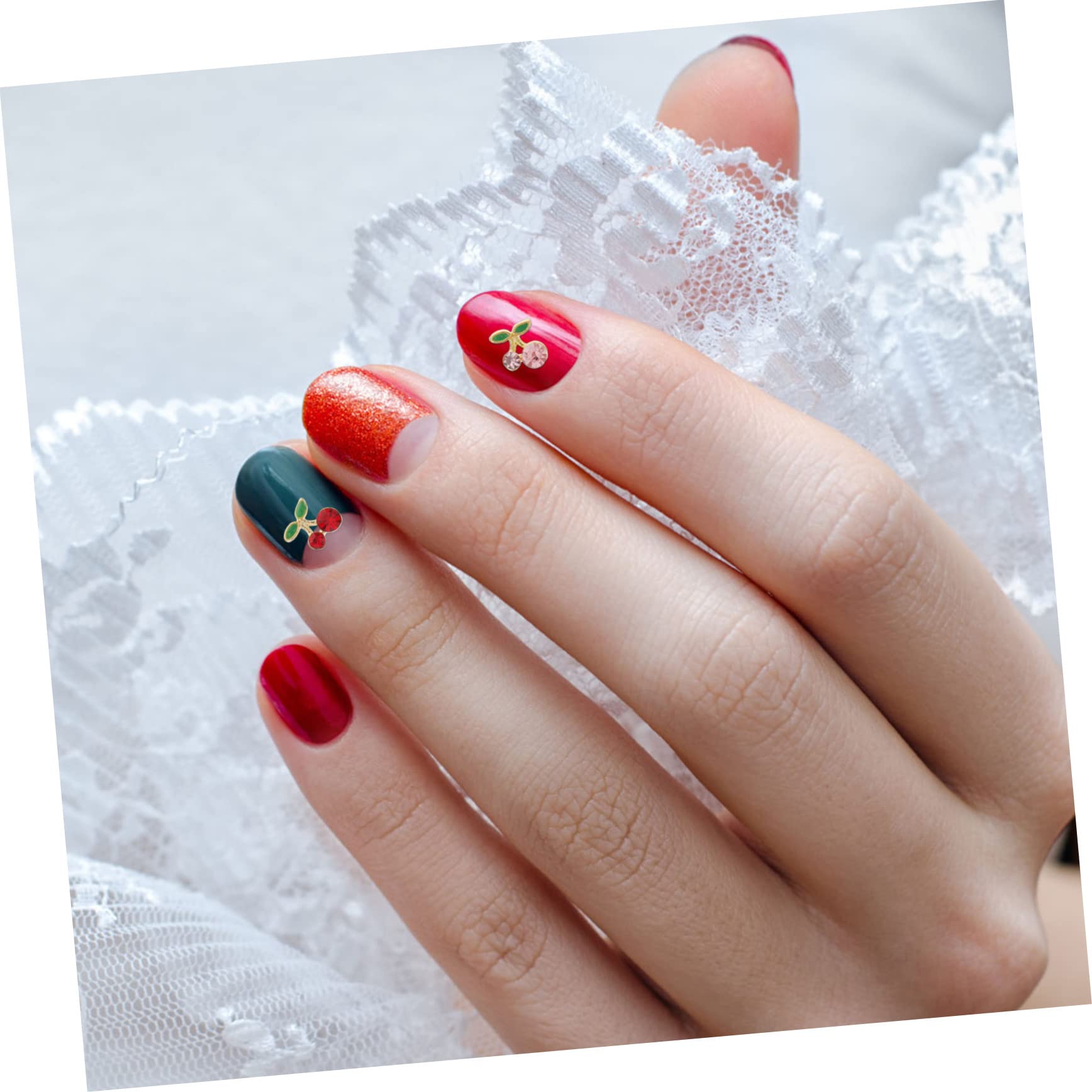 PartyKindom 36Pcs Cherry Nail Charms Nail Jewelry for Women Creative Nail Decoration for Christmas Weddings Birthdays and Parties Durable and Eye Catching Nail Art Slices