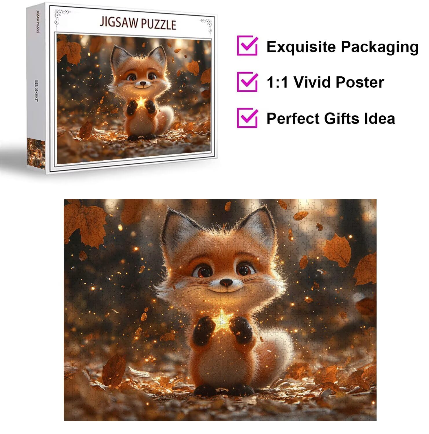 Puzzles 1500 Piezas, Puzzle Madera Zorro Dibujos Animados, n-225