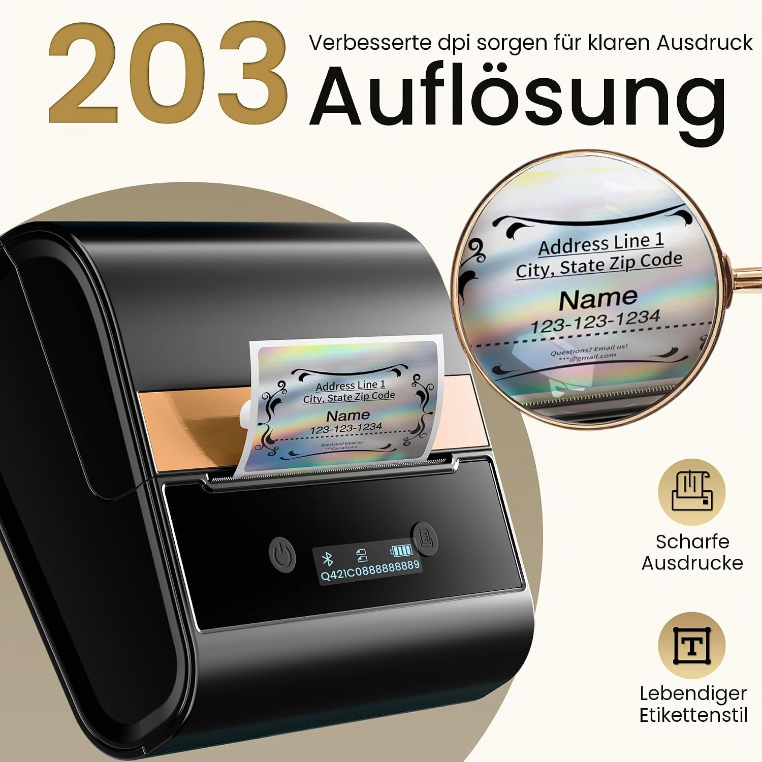 Phomemo Etikettendrucker, M260 Bluetooth Etikettendrucker Selbstklebend Tragbarer Etikettiergerät, 80mm Thermo Label Printer für Barcode, Einzelhandel, Büro, Handys- und PC-Kompatibel