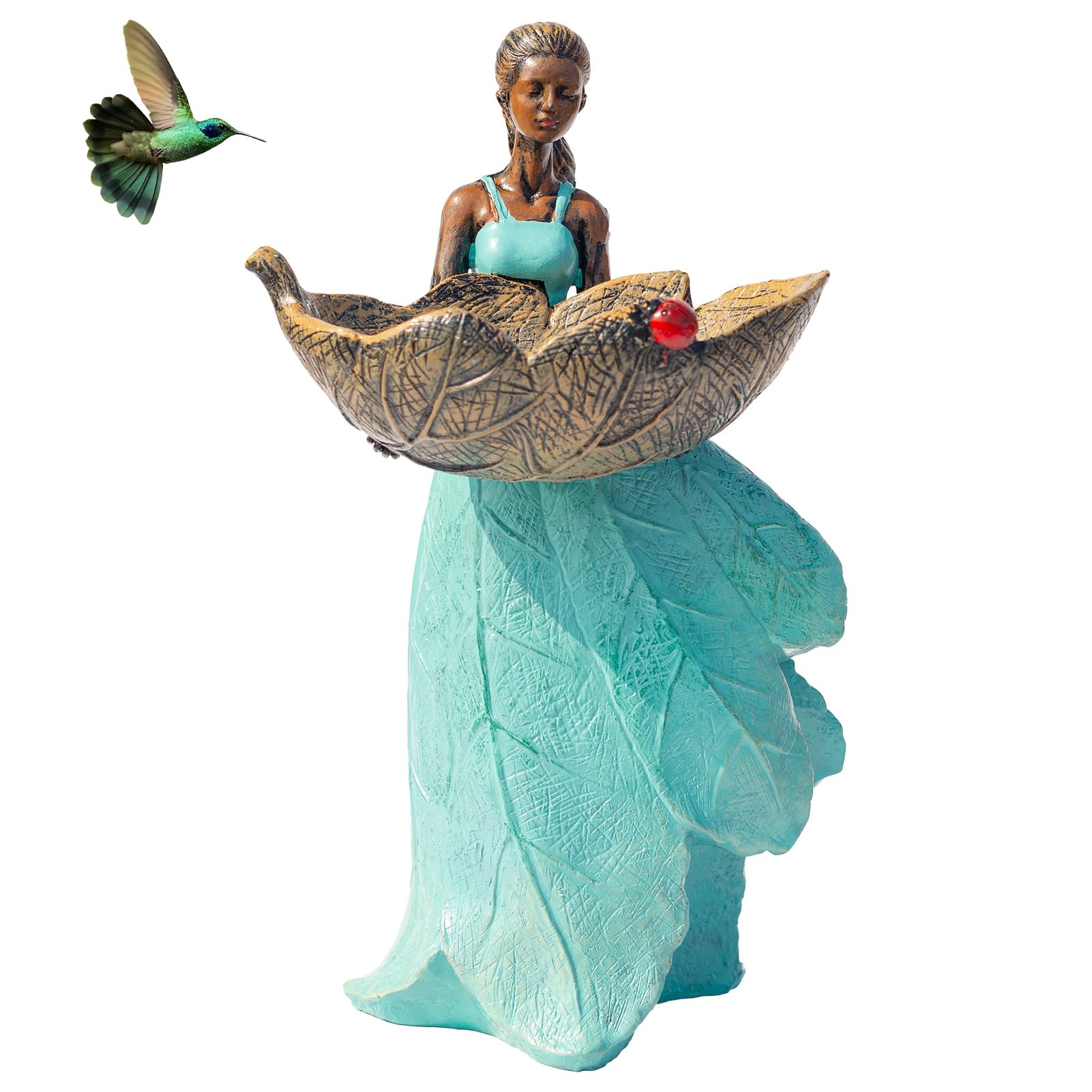 VSPDVO 10x5.5x5.9 inch Fairy Garden Statue Bird Feeder for Outdoor Courtyard Lawn Home Garden Decoration Resin handicrafts Bird Feeder