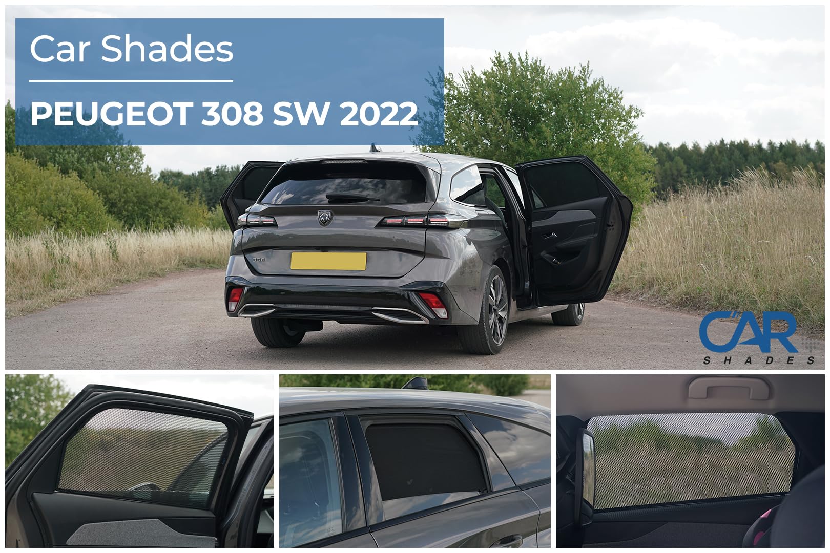 Set di Car Shades (Porte Laterali Posteriori) Compatibile con Peugeot 308 III SW 2021- (2-Parti) Tendine Parasole su Misura