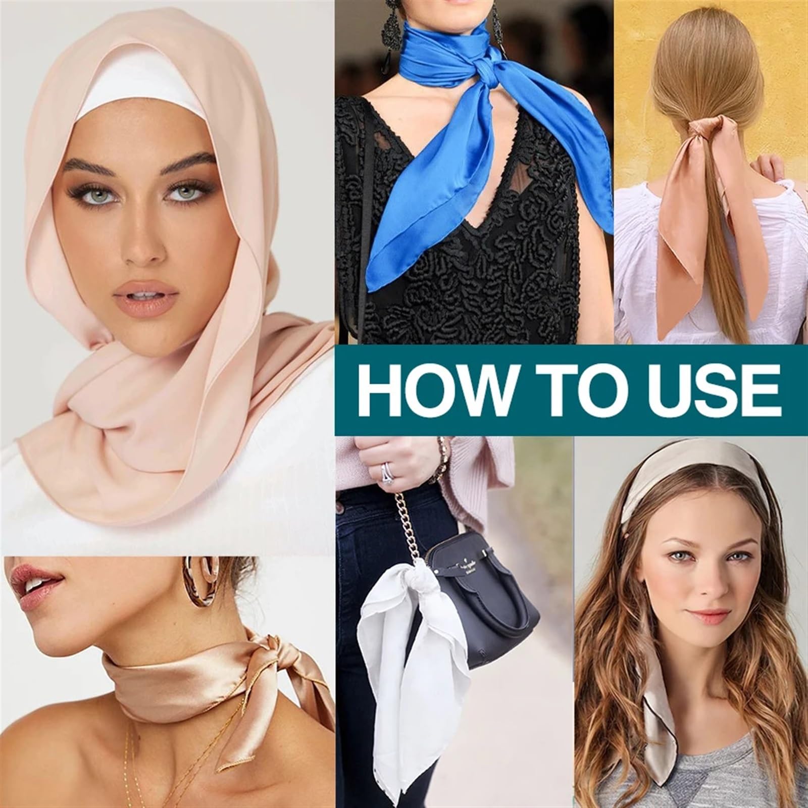 Bufanda Cuadrada de Seda Mulberry, Pañuelo de satén Pañuelo for Mujer Diadema de satén de Seda Pañuelos for el Pelo Satén de Seda Pañuelo Cuadrado de Seda Pañuelo de Seda for Mujer(8)