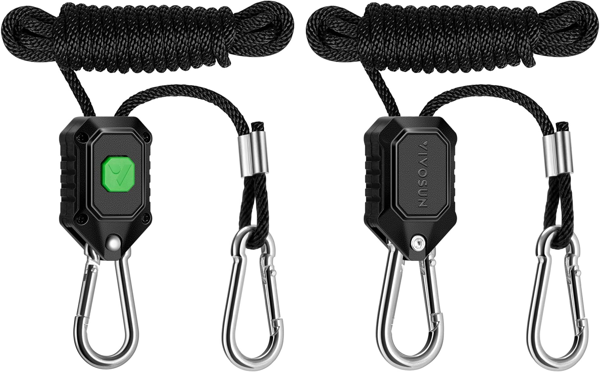 1-Pair 1/8 Inch Adjustable Grow Light Hanger, Heavy Duty Rope Hanger with Reinforced Metal Gears, 8Ft. Long and 150 lbs Weight Capacity Rope for Grow Light, Inline Fan, Filters