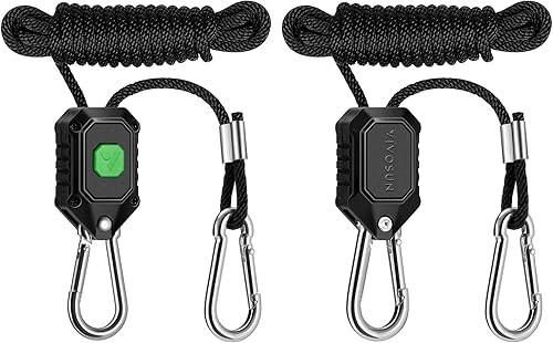 VIVOSUN 1 par de colgadores de luz de crecimiento ajustables de 1/8 pulgadas, colgador de cuerda resistente con engranajes de metal reforzados,