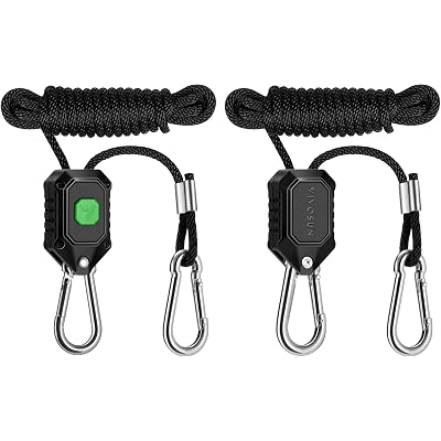 VIVOSUN 1-Pair 1/8 Inch Adjustable Grow Light Hanger, Heavy Duty Rope Hanger with Reinforced Metal Gears, 8Ft. Long and 150 lbs Weight Capacity Rope for Grow Light, Inline Fan, Filters