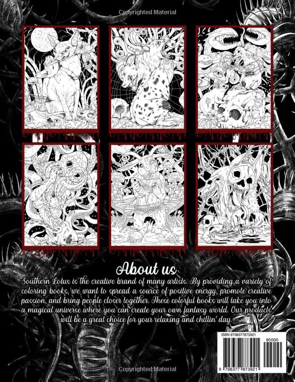 Miniatura 2 de Creepy Animals Coloring Book Stress Relieving And Having Fun With Scary Illustrations Of Horror Creatures, Gothic Theme Papers Gifts For Adults