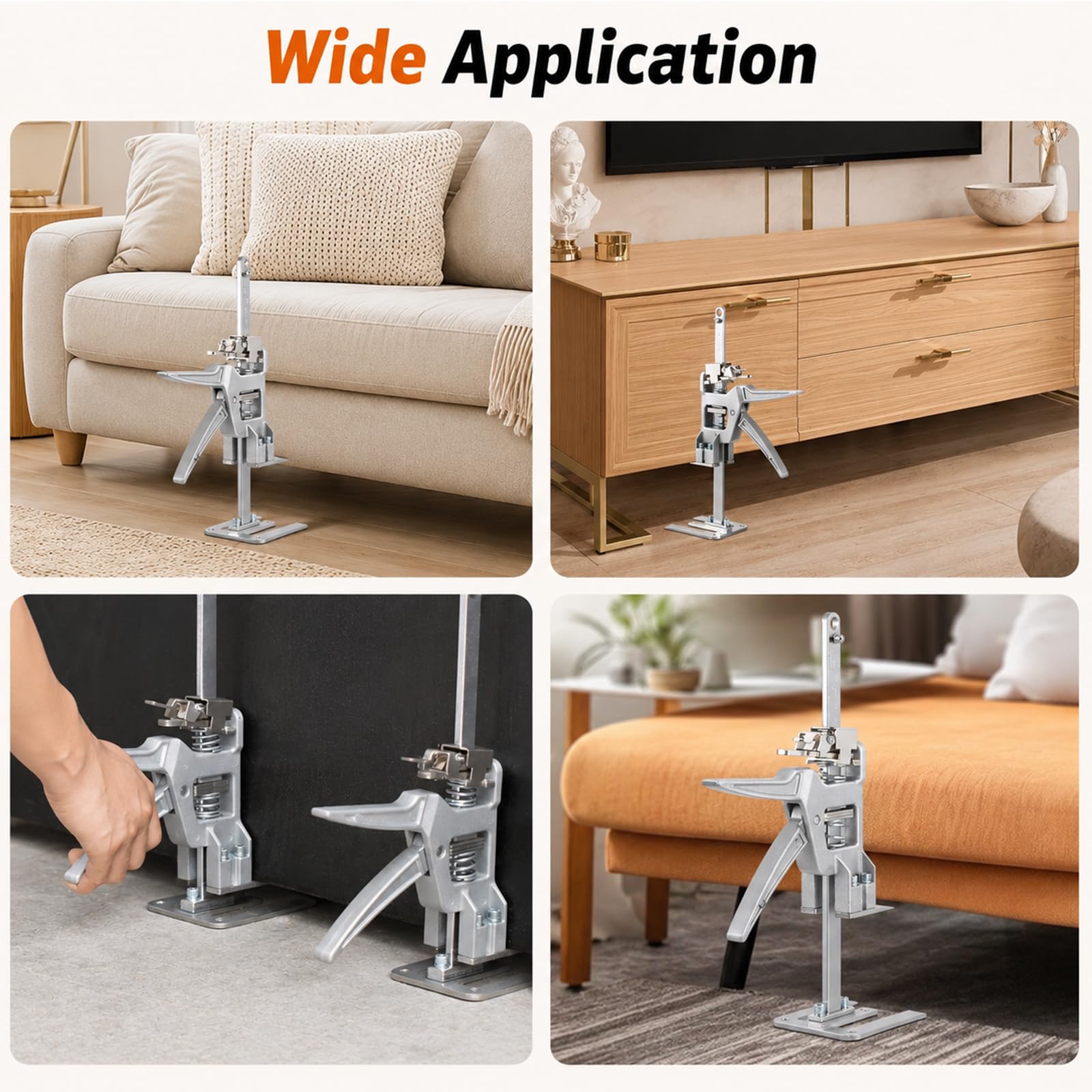 2 Stück Möbelheber, 30cm Ganzmetall Hebewerkzeug, 400kg Tragkraft, Höhenverstellbarer Hebearm mit Schnell- & Langsamfunktion, Montageheber für Türen, Möbel & Gipskartonplatten