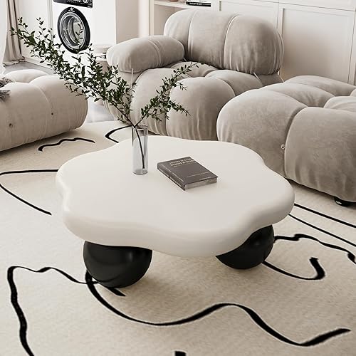 Miniatura 20 de Mesa de centro moderna para sala de estar, 47 pulgadas, única y bonita, mesa de centro minimalista irregular con patas resistentes para dormitorio,
