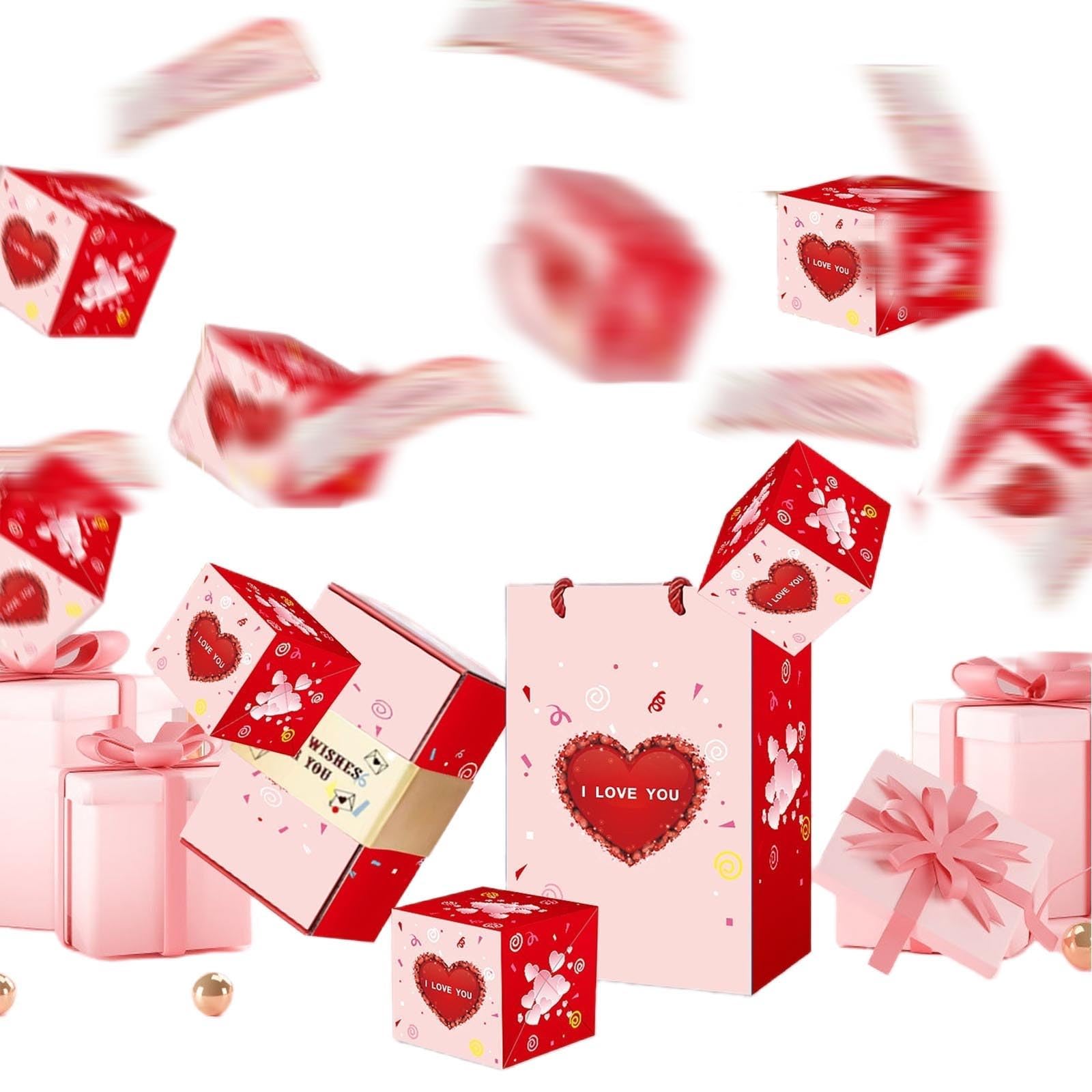 Surprise Gift Box Explosion for Money, Pop-Up Money Gift Box Explosion – Surprise Gift Boxes for Christmas, Birthdays, Anniversaries &amp; Valentine's Day (Pink B, 10 Boxes)