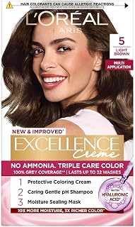 L'Oréal Paris Permanent Hair Colour, Radiant At-Home Hair Colour with up to 100% Grey Coverage, Pro-Keratin, Up to 8 Weeks of Colour, Excellence Crème