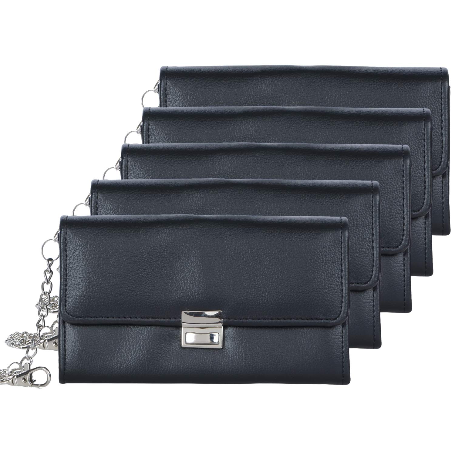 HPPY Aktion Sparset 3X Kellnerportemonnaie - Robusta cartera de camarero con funda, cadena y probador de dinero, bolsa de camarero para gastronomía y taxi, color negro