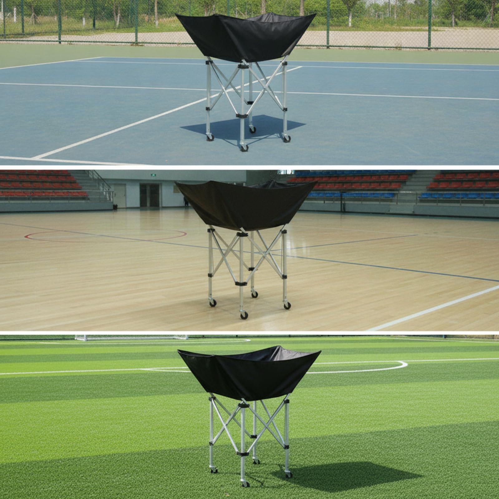 Milageto Plegable para Recogida Pelotas con Estructura Metálica Estable y Cesta Malla Transpirable con Ruedas Suaves para Movilidad Sencilla Acuado para Entrenamientos Diarios y Competiciones