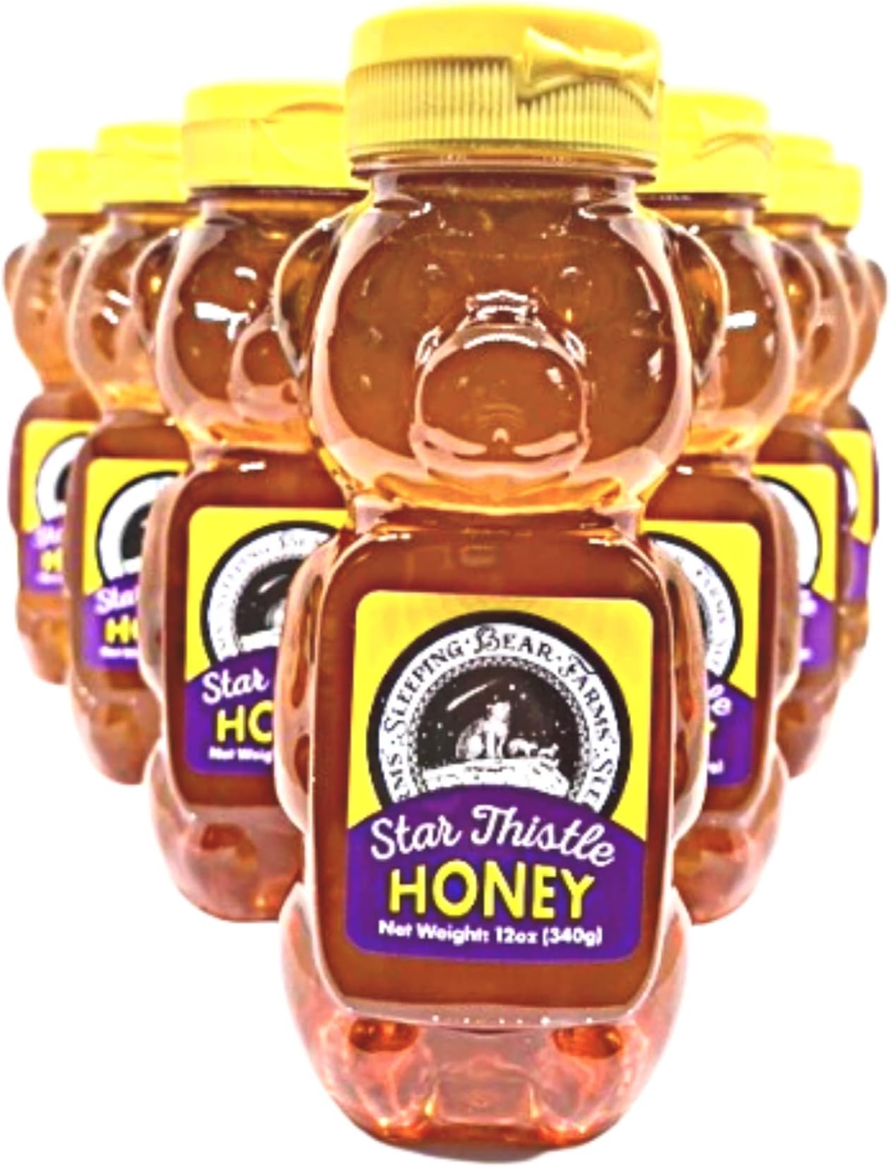Star Thistle Honey Bear 12 Oz. Bulk Case of 12 100% Pure Sleeping Bear Farms Honey Unpasteurized Unblended No Additives Pure Michigan Honey