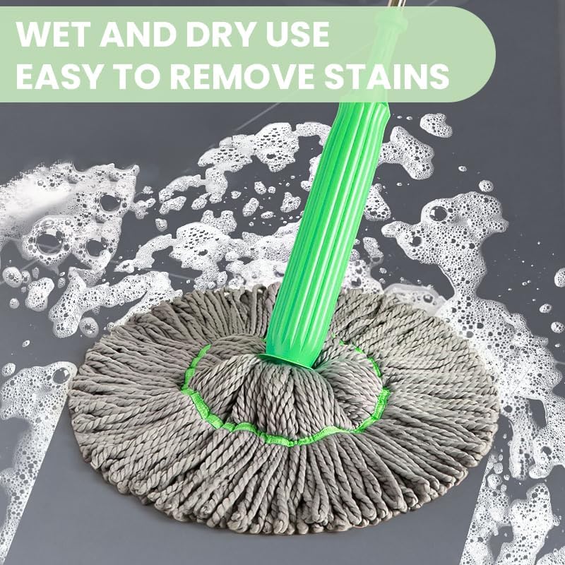 Image of 2-in-1 Self-Wringing Floor Mop with 360 Rotatable Head | Adjustable Handle Microfiber Mop for Wet & Dry Cleaning | Bathroom, Home & Office (Rich Green)