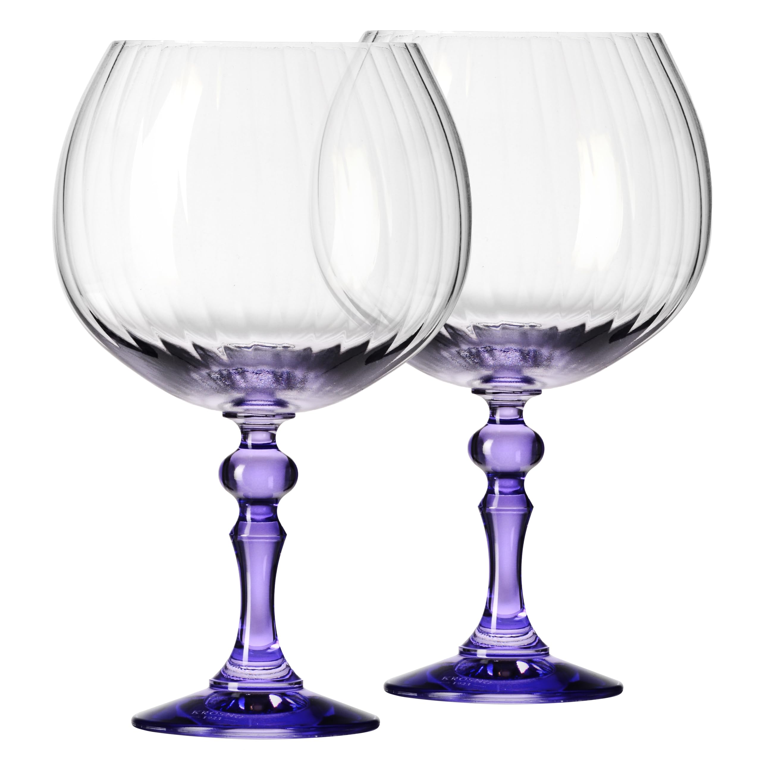 KROSNO Verres à Gin 660 ml avec pied lavande, lot de 2 – pour Gin Tonic, Aperol Spritz et Cocktails – sans plomb – compatibles lave-vaisselle – Bubble Celebration Moments