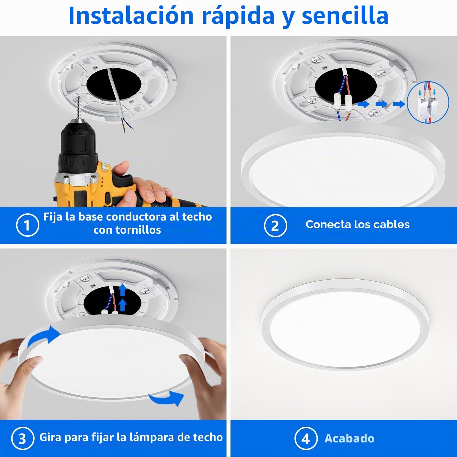 Plafon Led Techo Regulable 2Pcs, 24w 2160LM RGB Lampara Techo, 3000K-6500K Redonda Plana Lámpara de Techo, Moderna Plafón Luz Led con Mando a Distancia para Salones, Dormitorios, Baños - Ø30cm