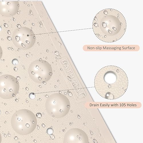 Miniatura 5 de Tapetes de ducha antideslizantes para ducha interior, de 15 x 27.5 pulgadas, tapete de bañera de elastómero termoplástico antideslizante para bañera