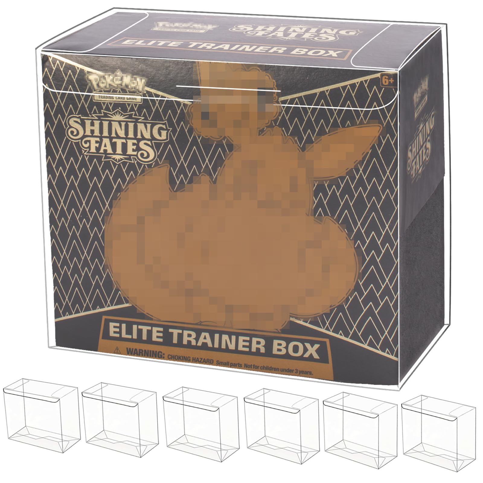 Paxato ETB Protector Case - Elite Trainer Box Protector - Compatible with Elite Trainer Boxes, PET Plastic Display Case for Collectibles & Display - 0.5mm Thick (Pack of 6)