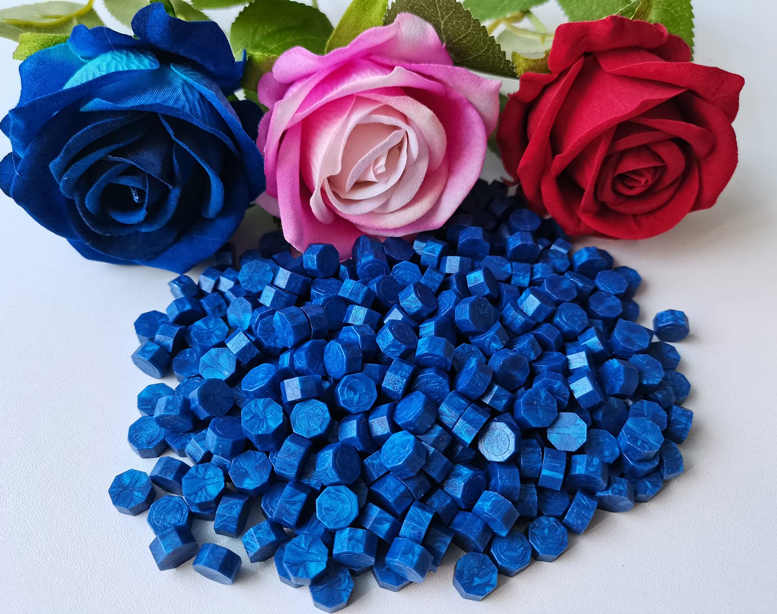PORXFLY Perles de Cire à Cacheter 400 Pièces pour Sceau, Idéales pour Invitations de Mariage (Bleu saphir)
