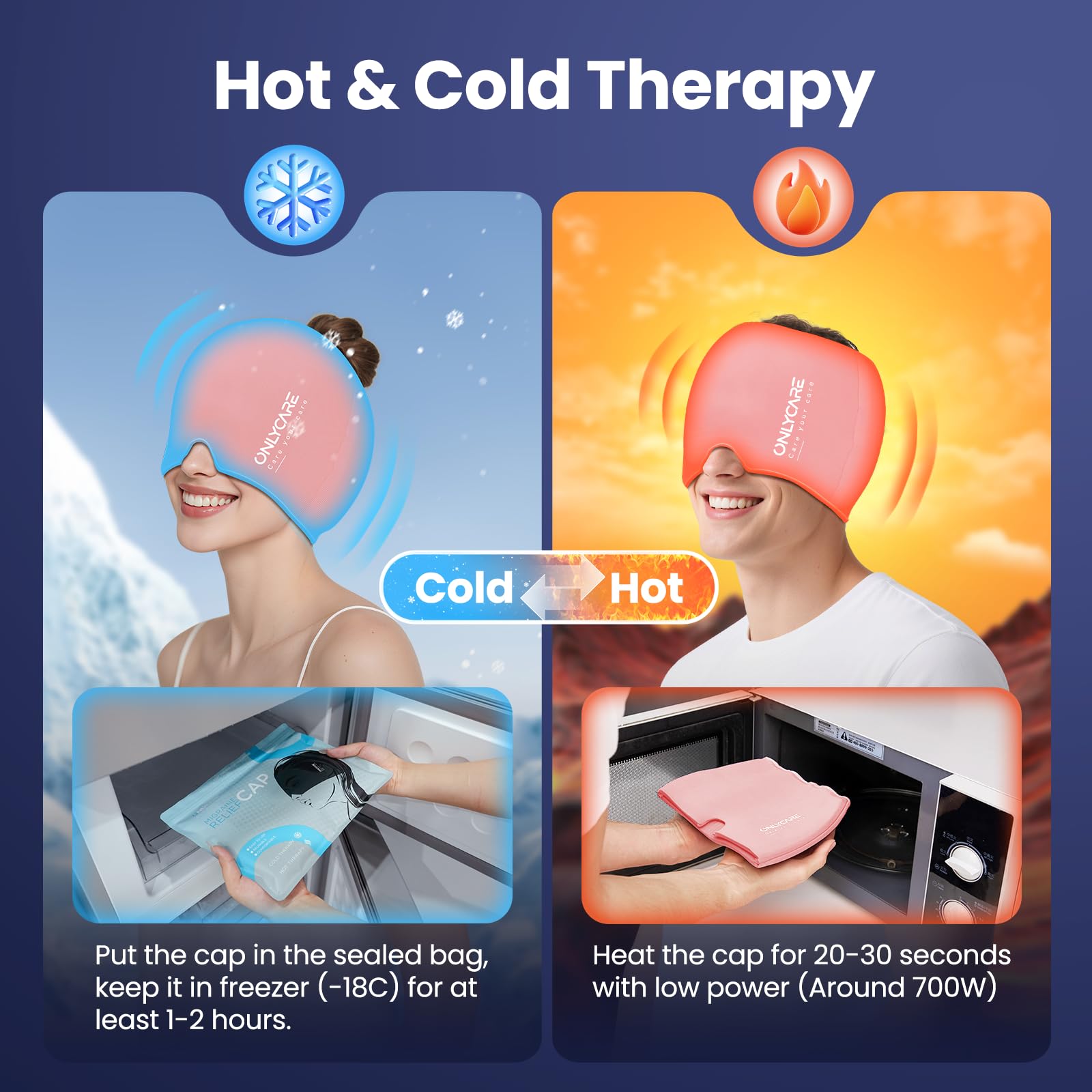 ONLYCARE Migraine Relief Cap, Headache Relief Cold Cap for Migraine Relief — Amazon image 3
