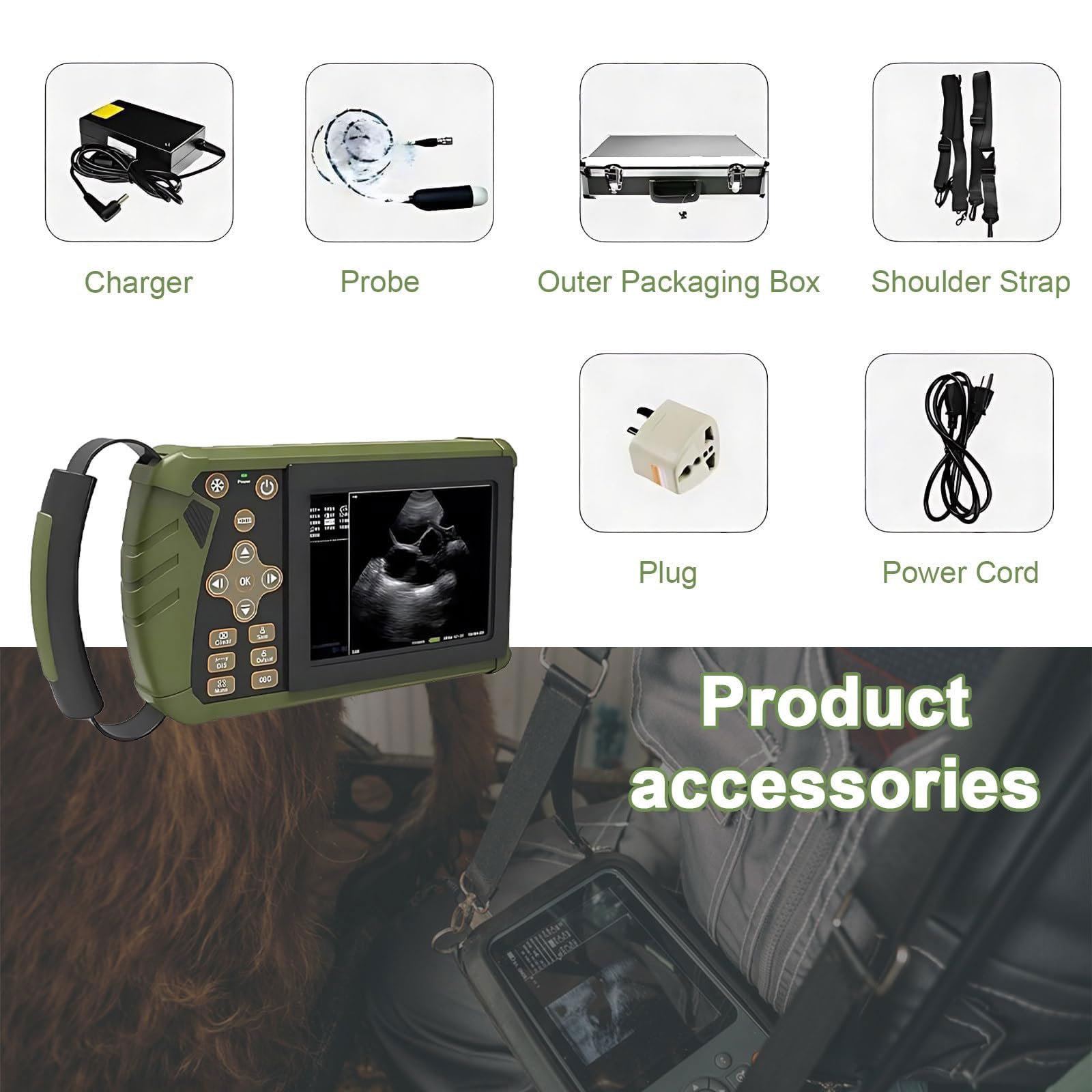 Ecógrafo Veterinario Portátil Para Control De Gestación Detector De Ultrasonido Veterinario De Mano Pantalla LED 5.6" Con Sonda 3.5 Mhz Para La Gestación De Cerdos Y Ovejas(Pigs and Sheep)
