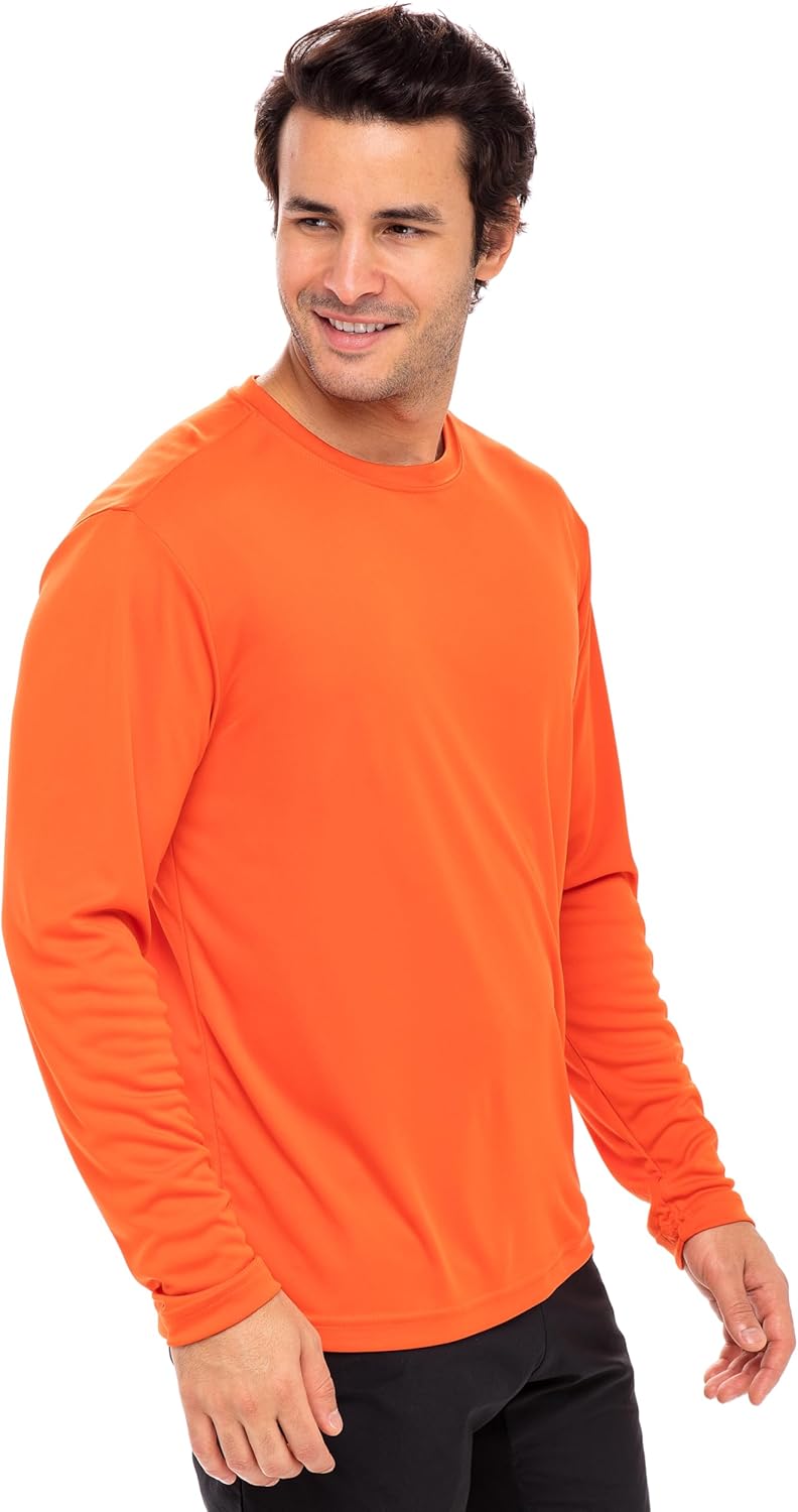 Opna Men's Long Sleeve Moisture Wicking Athletic Safety Work Shirts NEOOR-3XL Orange - Image 2