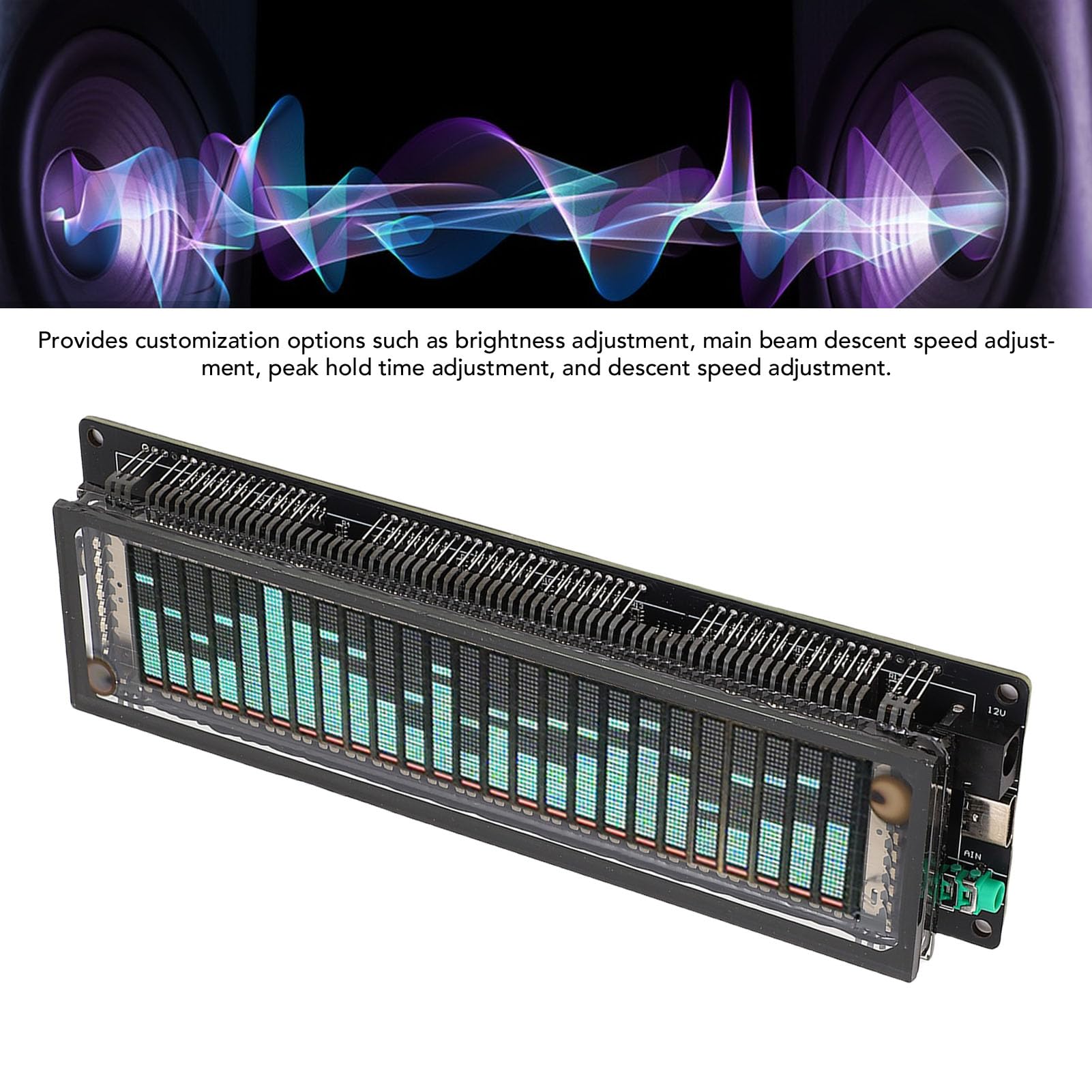 Analizzatore di Spettro Audio con Display VFD, AGC Avanzato, Misuratore del Suono del Suono 32Hz-20KHz, per Musicisti Ed Appassionati di Audio
