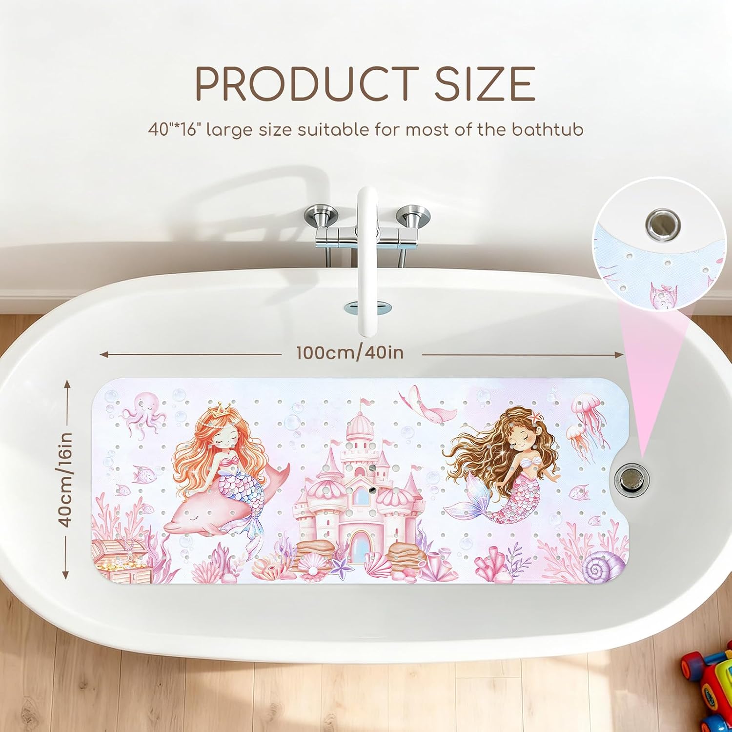 Baby Bathtub Mat Non Slip, Machine Washable, Mermaid