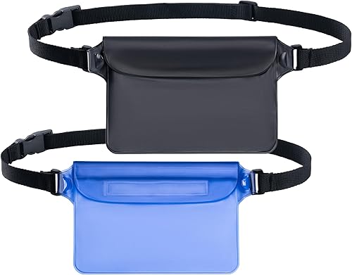 CADONO Paquete de 2 bolsas impermeables con correa ajustable para la cintura  Bolsa seca sensible al tacto de la pantalla, mantiene tu teléfono y