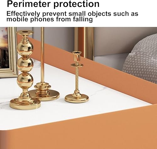 Miniatura 3 de WOLWES Mesita de noche pequeña, mesa auxiliar con cajón, mesita de noche alta, mesita de noche con patas y asas de metal, 2 cajones (color naranja,