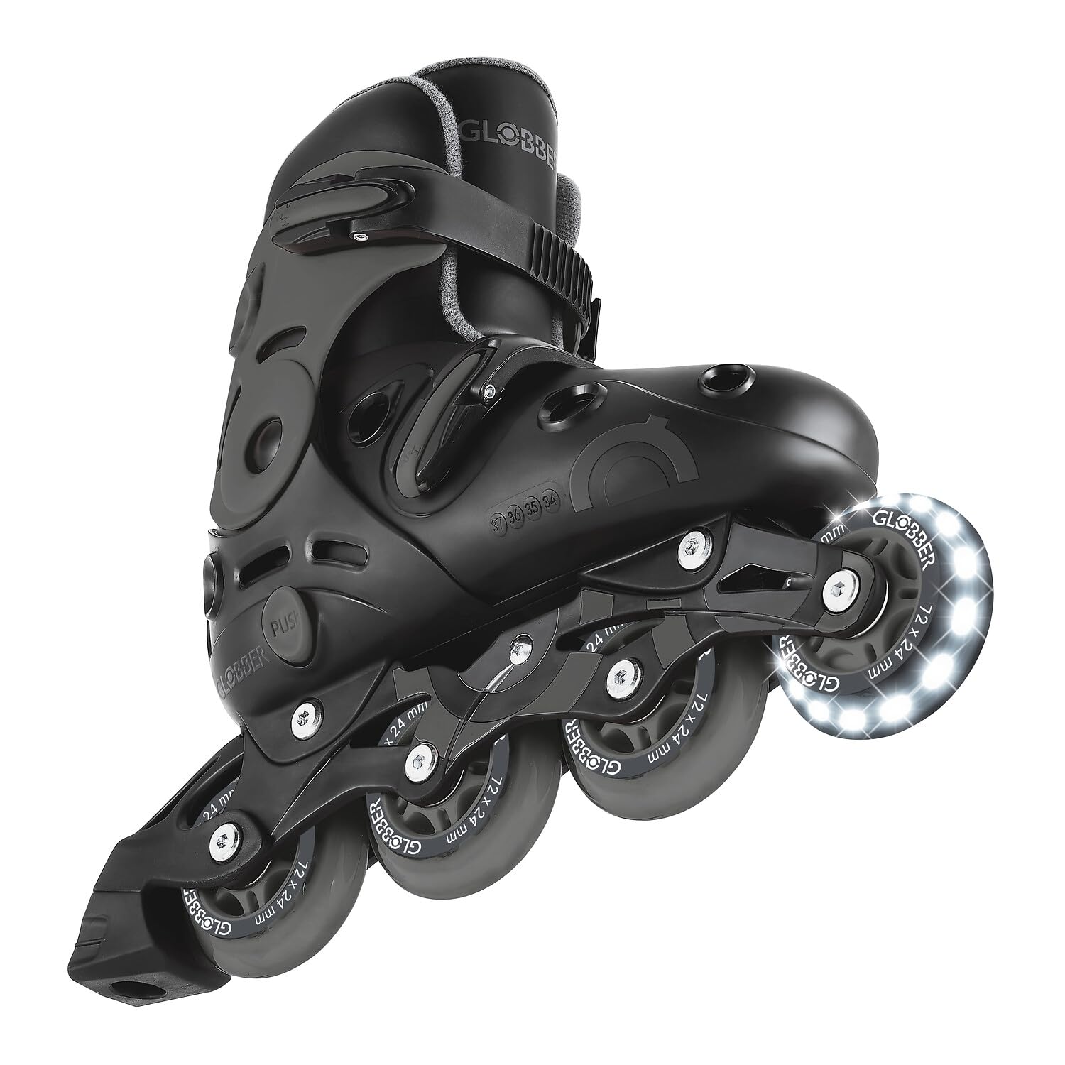 GLOBBER GO Skates – Inlineskates Kinder, verstellbar Gr. 34-37, ABEC 9, Leuchtrolle, Geschwindigkeitsanpassung