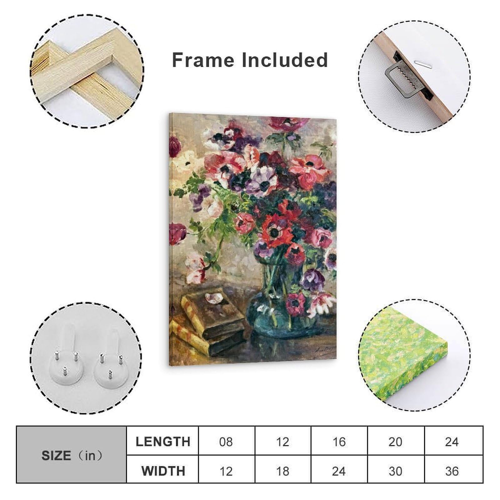 generisch The Bouquet of Anemones by Luce BoyalsModernas Impresiones en Lienzo, Cuadros Decorativos Para Habitación de Niños o Niñas, Cuadros de Pared Para Salón Y Pinturas Con Motivos Festivales