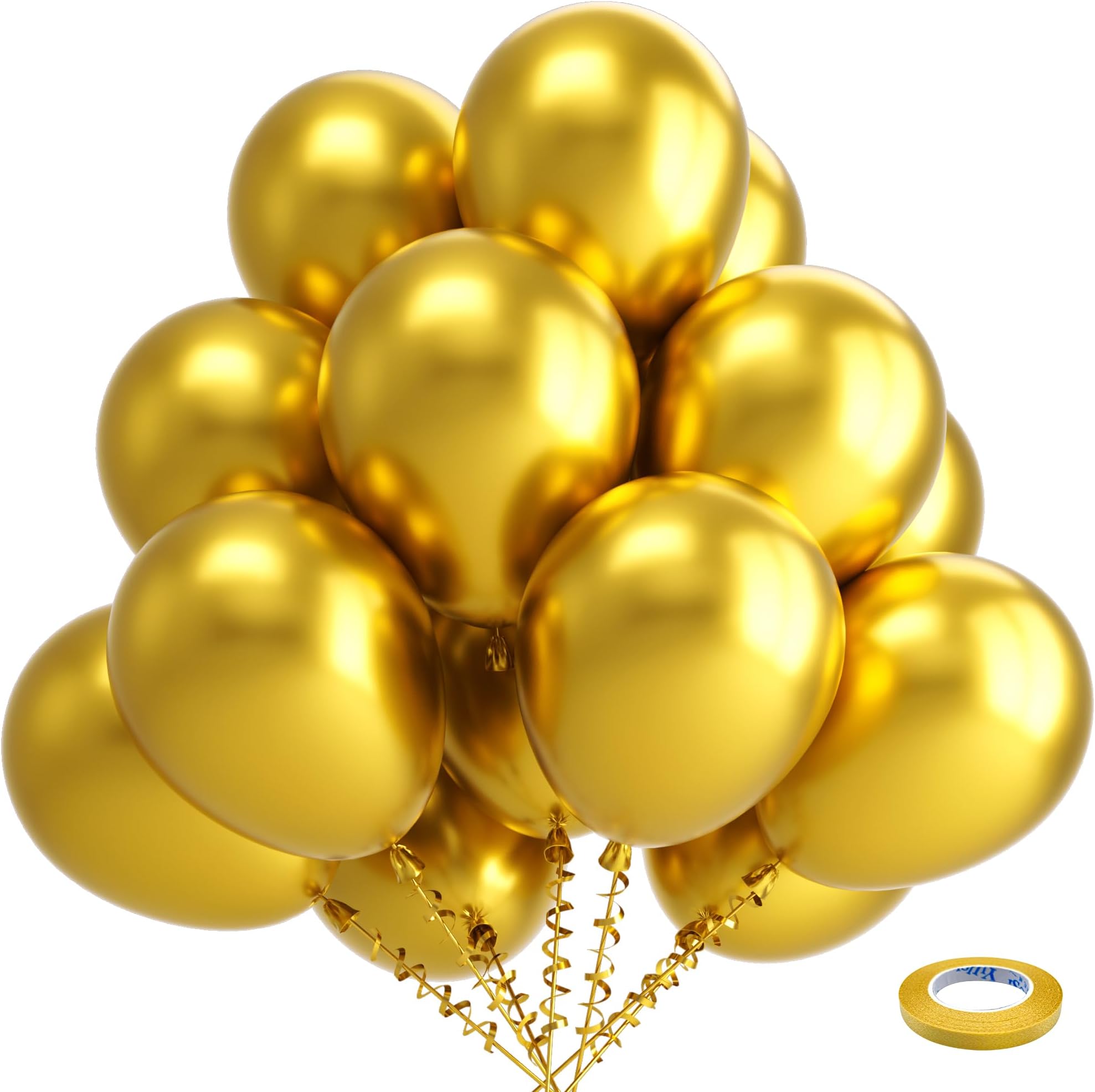 Kelfara Gold Balloons Party Balloons 100Pcs 12 Inch Metallic Chrome Gold Latex Balloons for Christmas New Years Eve Birthday Engagement Anniversary Gold Theme Party Decorations 2026