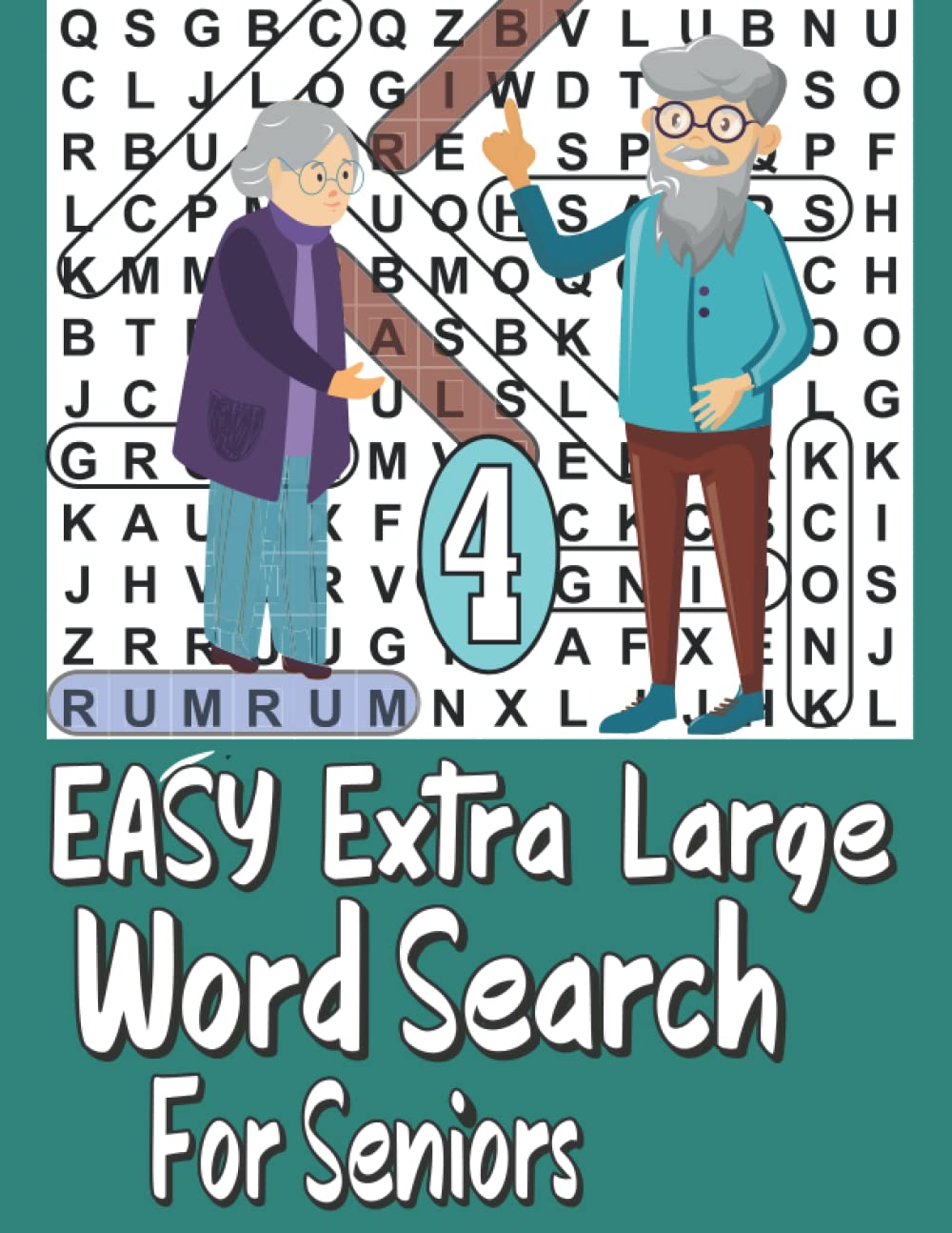 Easy Extra Large Word Search For Seniors (Vol. 4): 66 Word search puzzles, 660 words to find with solutions
