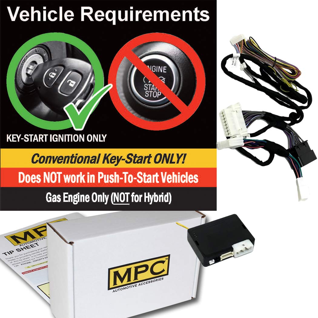 MPC Factory Remote Activated Remote Start Kit Compatible with 2016 Scion iM - Key-to-Start - with T-Harness - Firmware Preloaded