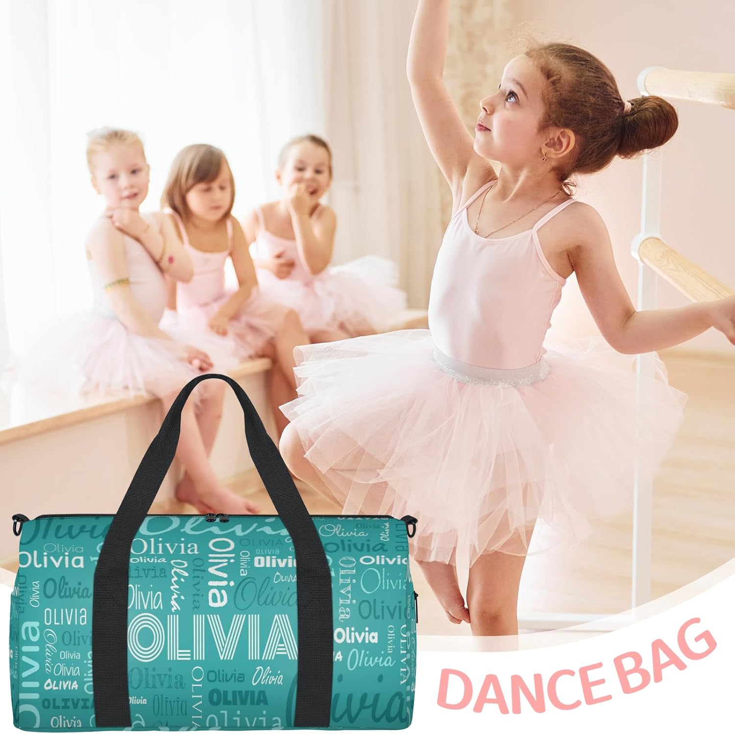 Personalized Travel Duffel Bag Custom Sports Gym Bag with Name, Weekender Bags Gift for Women Men, Teal