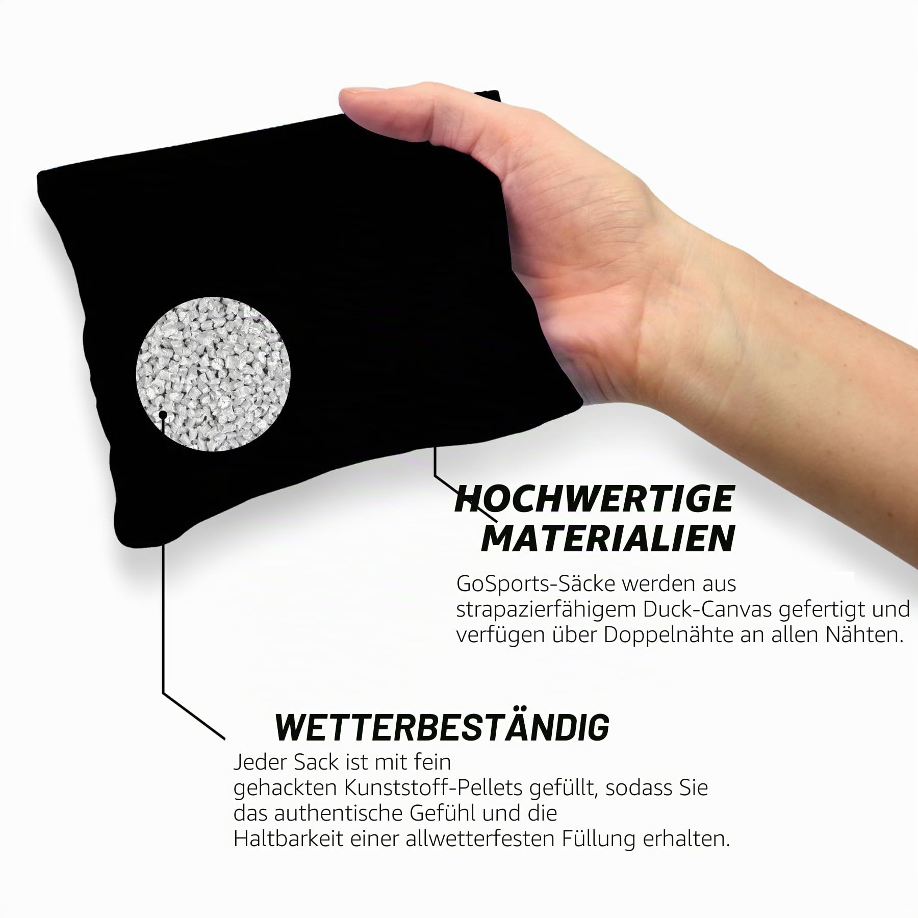 GoSports Zubehör Sitzsack-Set mit Cornhole-Motiv für Hochzeiten, 8 Stück, inkl. 4 schwarzen Mr-Taschen und 4 weißen Mrs-Tüten