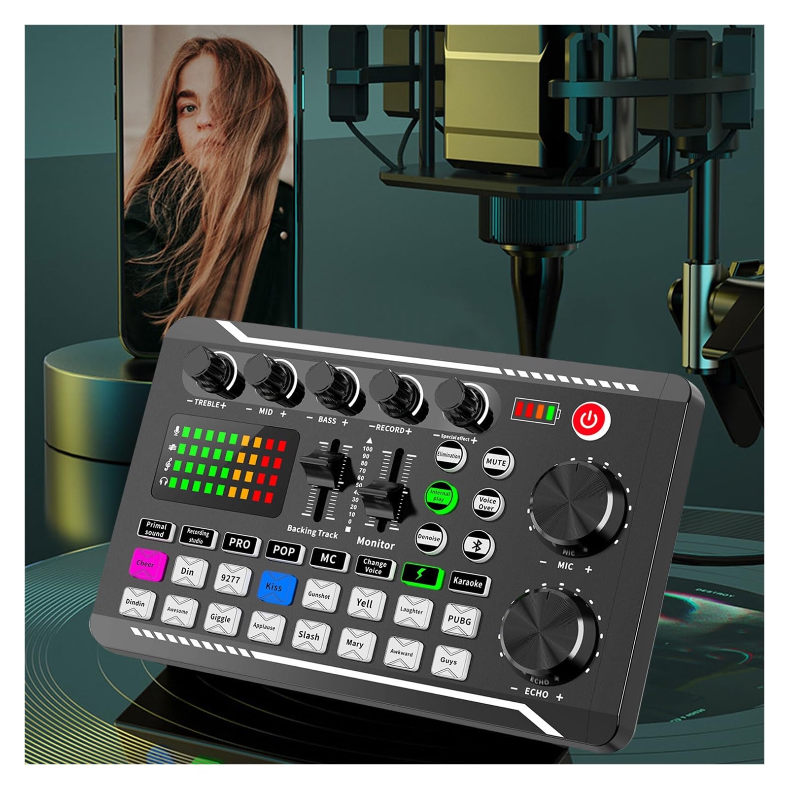 Podcast Kit, Kit scheda audio for microfono Pacchetto attrezzatura streaming versione inglese for streaming//podcasting