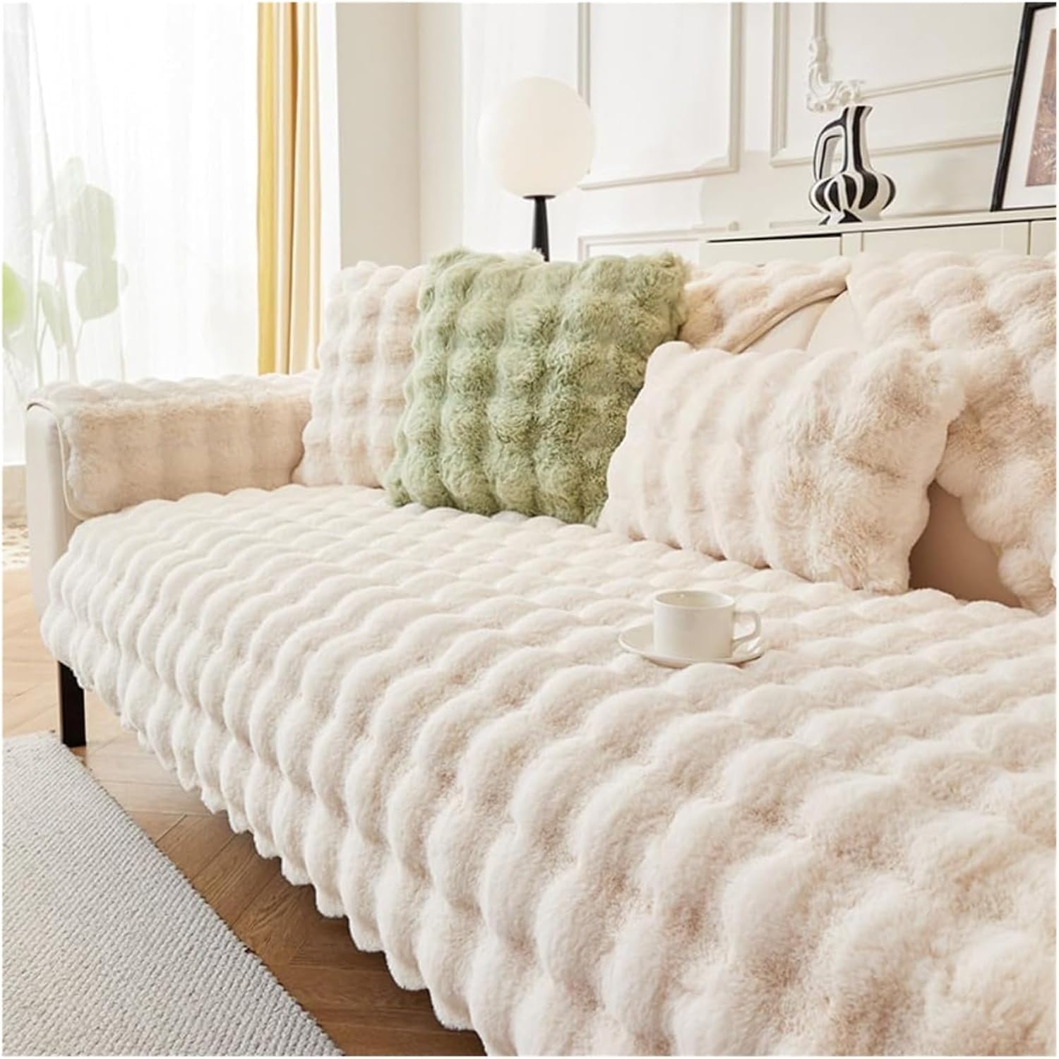 JvFbjLF Soft Plush Sofa Protector - Washable Furniture Cover 110x160cm