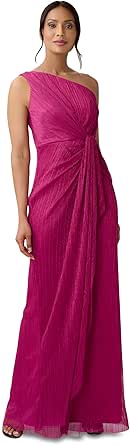 Adrianna Papell One Shoulder Pleated Draped Starburst Gown
