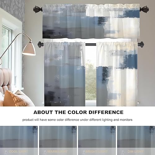 Miniatura 738 de Cenefas de cocina modernas con patrón de cobre marrón dorado para ventanas, cenefas opacas abstractas de marcas de arañazos y cortinas opacas