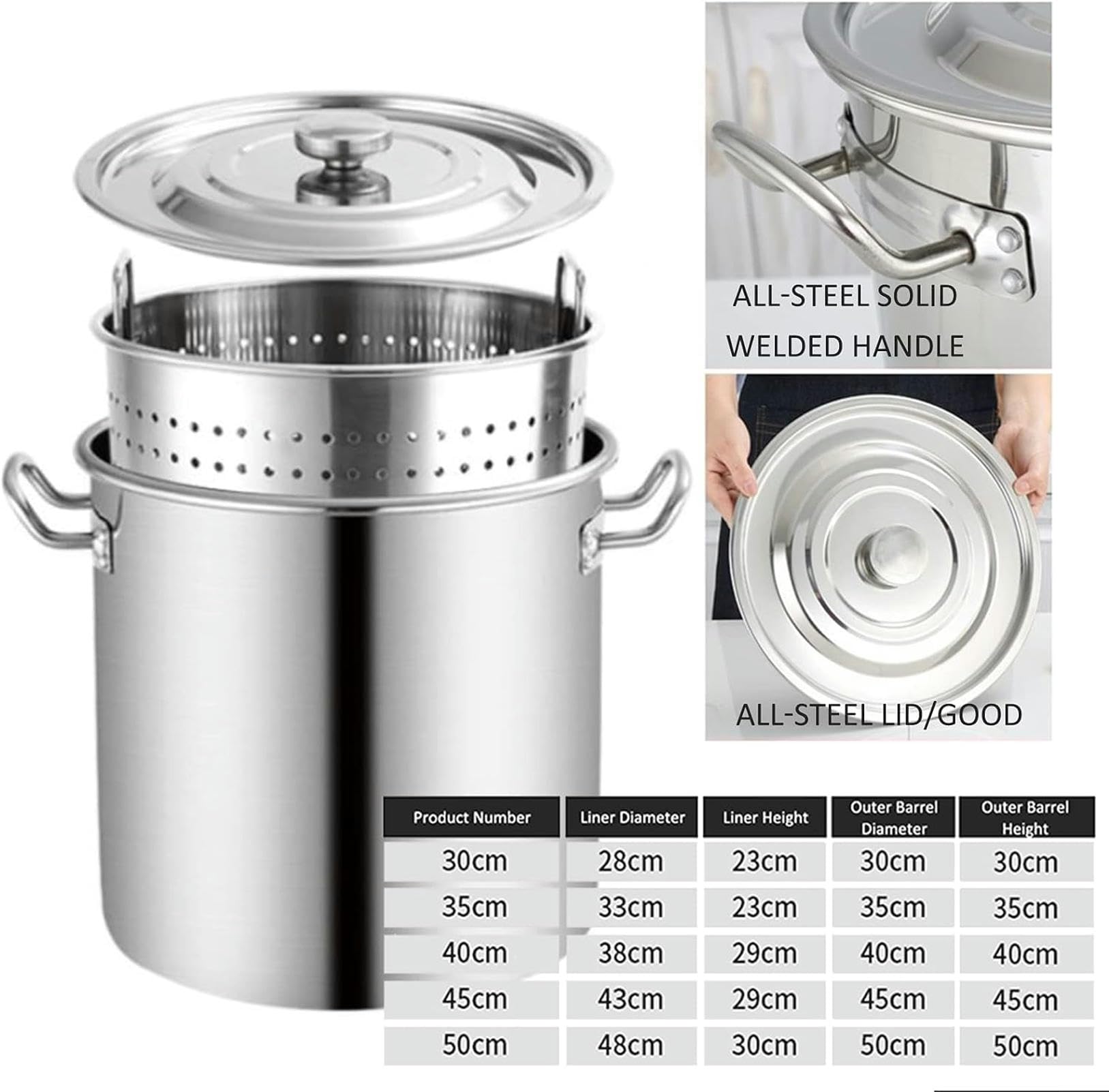 30 cm großer Suppentopf aus Edelstahl mit Siebkorb und Deckel – vielseitige Fritteuse zum Dämpfen, Kochen und Garen – ideal für den Einsatz zu Hause und im Freien