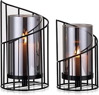 Windlicht Glas Kerzenständer Deko Schwarz: Romadedi Kerzenhalter Metall Mit Glas im Test