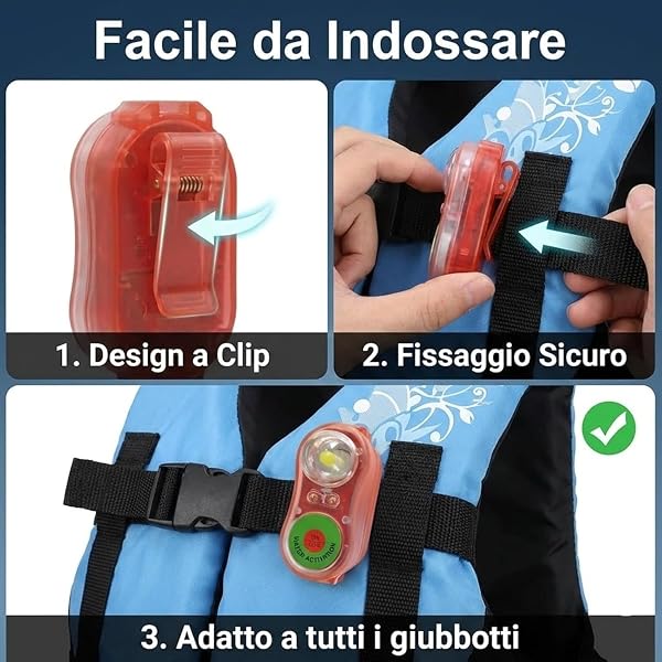 Luci Giubbotto Salvataggio a LED con Attivazione ad Acqua - Set da 6/8 Pezzi - Rosse e Verdi per Emergenza in Mare per Sopravvivenza in Acqua di Emergenza - 4